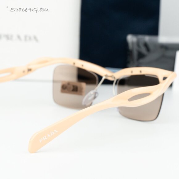 BRAND NEW Prada PRA15S 18Q4I2 Peach Brown Rectangle Unisex Sunglasses 0PR A15S